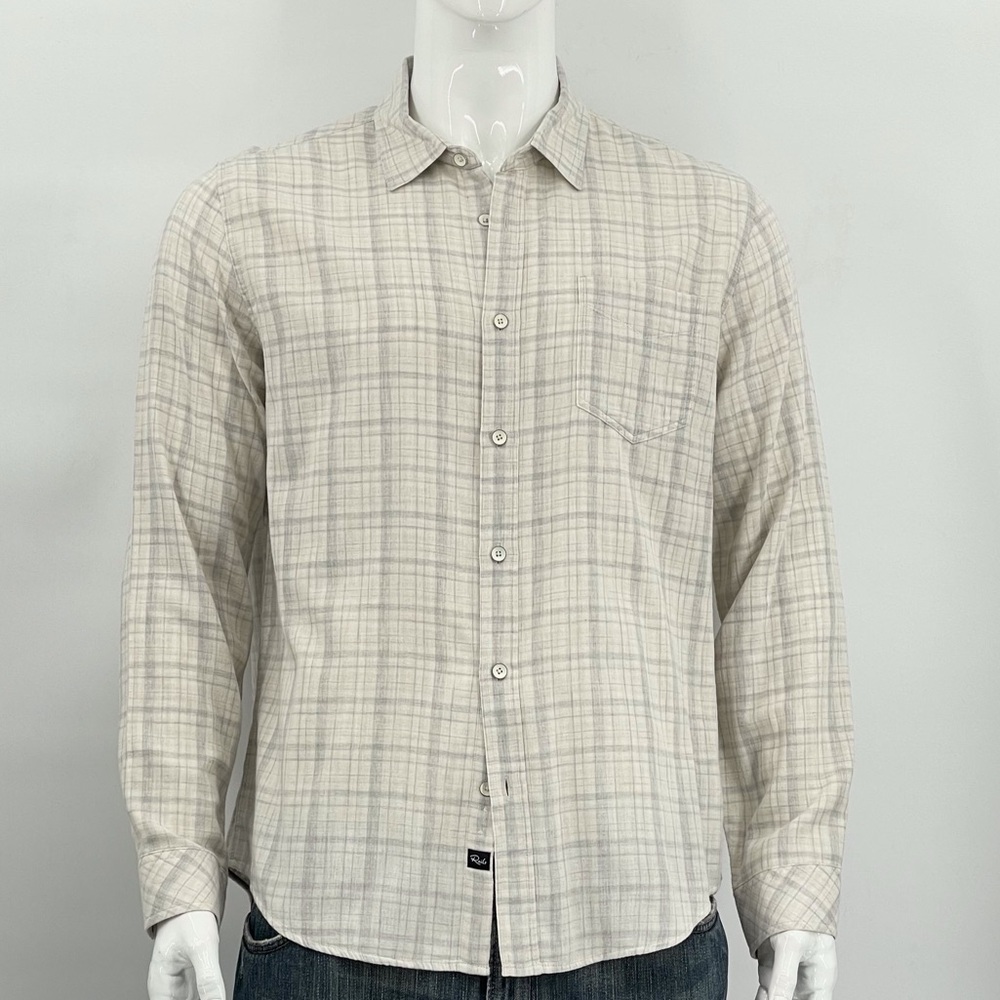 Rails Owens Button Down Cream Heather Grey Shirt - image 1